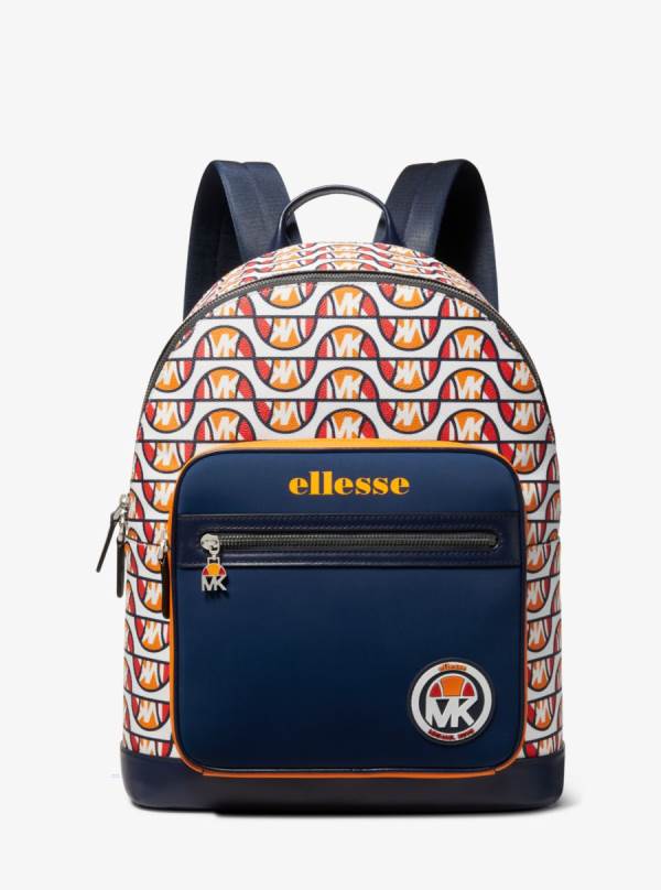 Damske Batohy Michael Kors MK X ellesse Hudson Printed Canvas Biele - Kabelky Michael Kors Sleva | FQKRW-4786